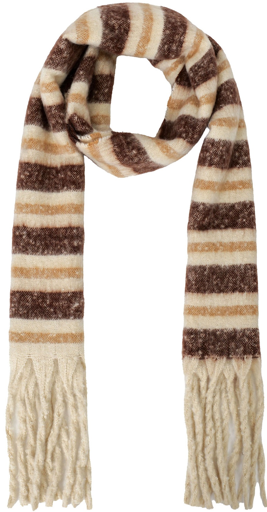 T-M2.2 SCARF1107-042-2 Winter Scarf Stripes 190x40cm Brown