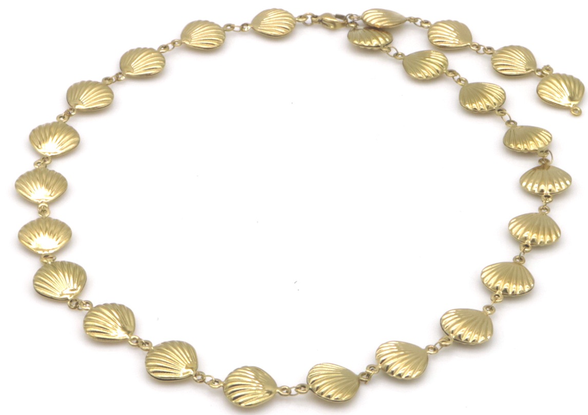 J-C3.1 N1033-006G S. Steel Necklace Shells