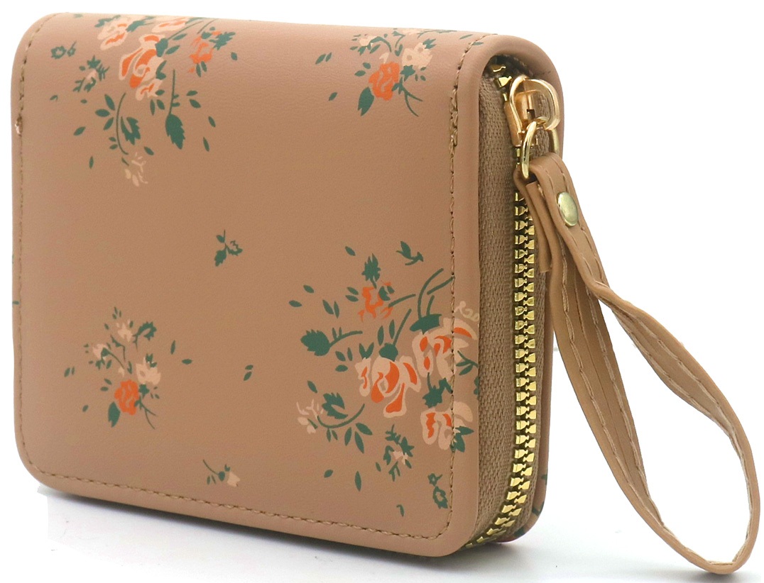 X-L5.1  WA1121-001-2 PU Wallet Flowers 11x9x2.5cm Brown