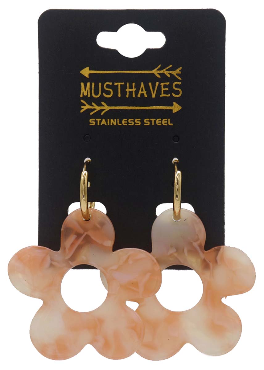 F-A18.4 E221-530 No. 8. S. Steel Earrings Flower 5cm