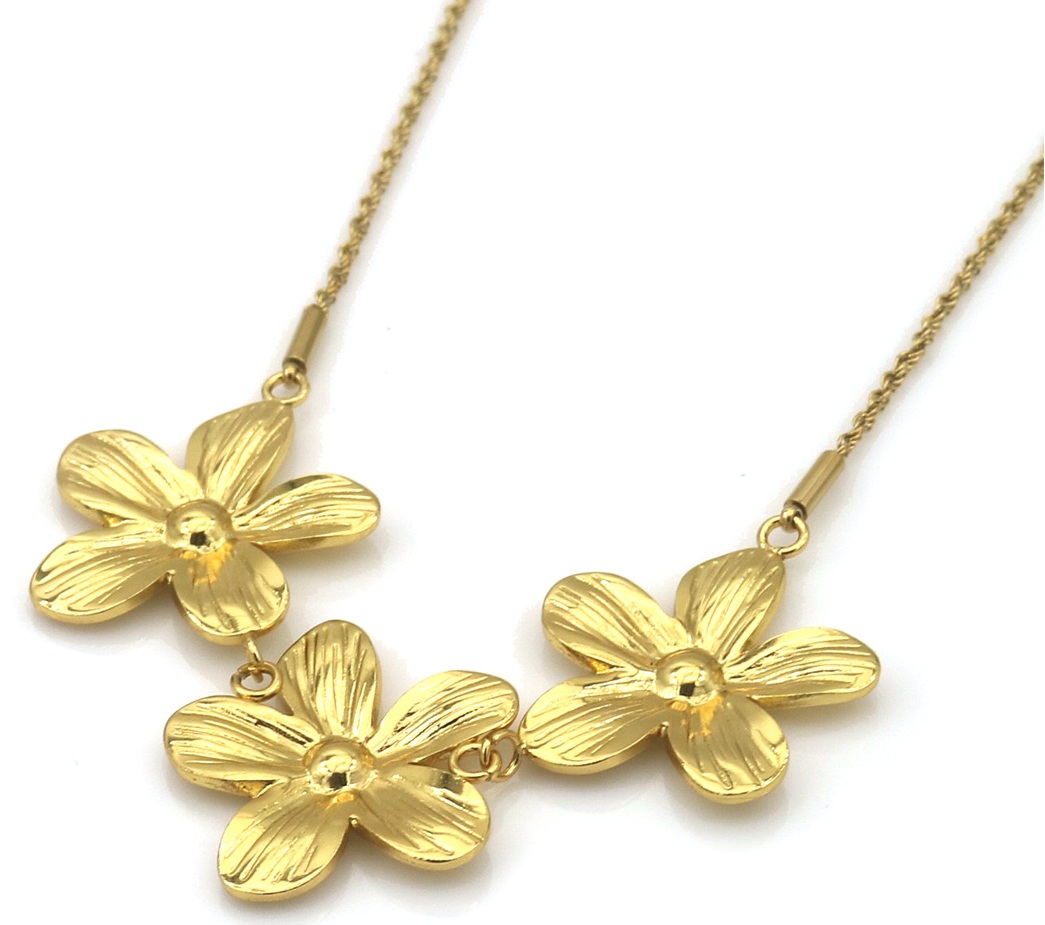 H-D15.2 N25106-080G S. Steel Necklace Flowers 40-45cm