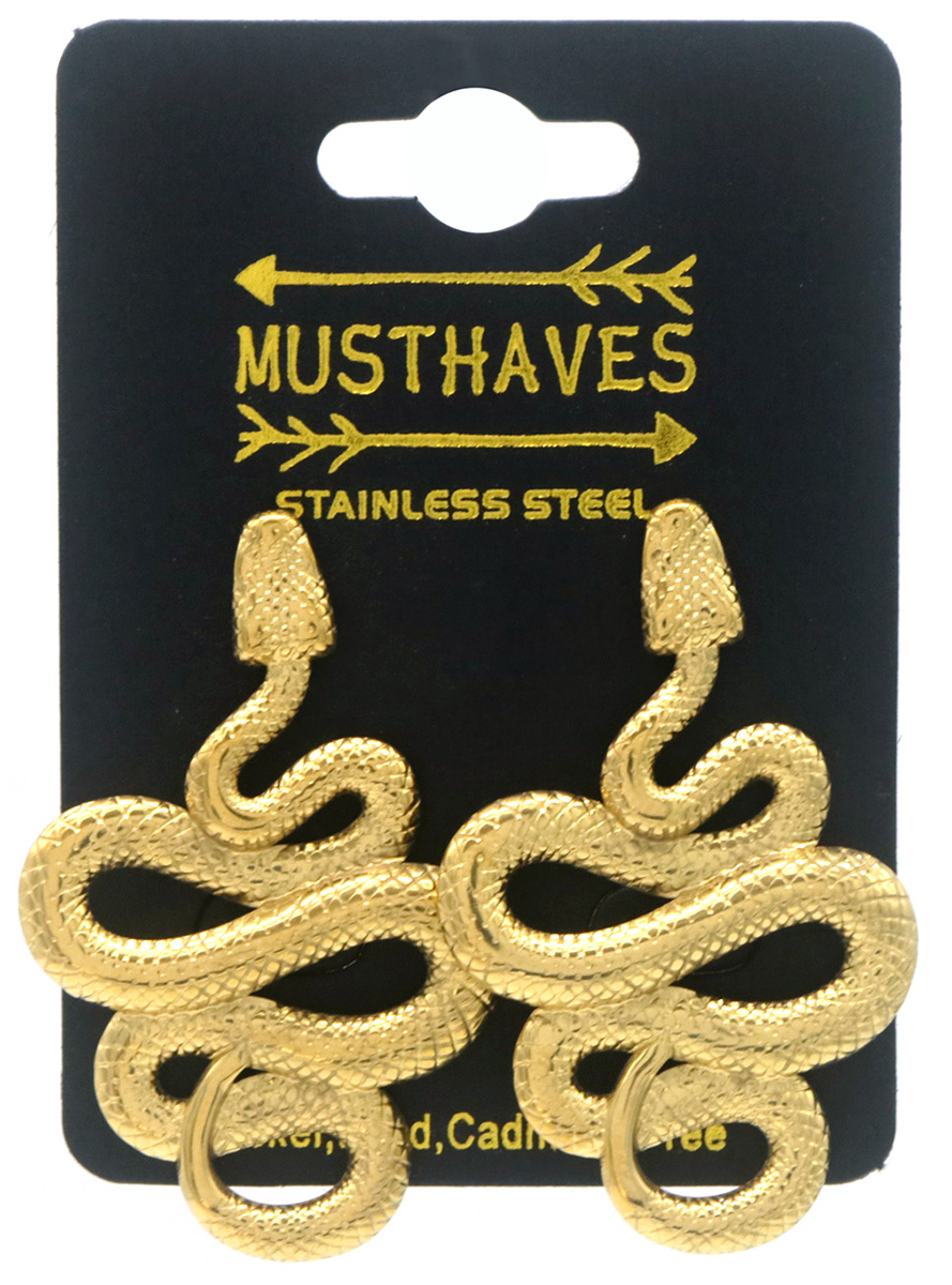 B-C20.1  E2567-024G S. Steel Earrings Snake 4.5x3cm