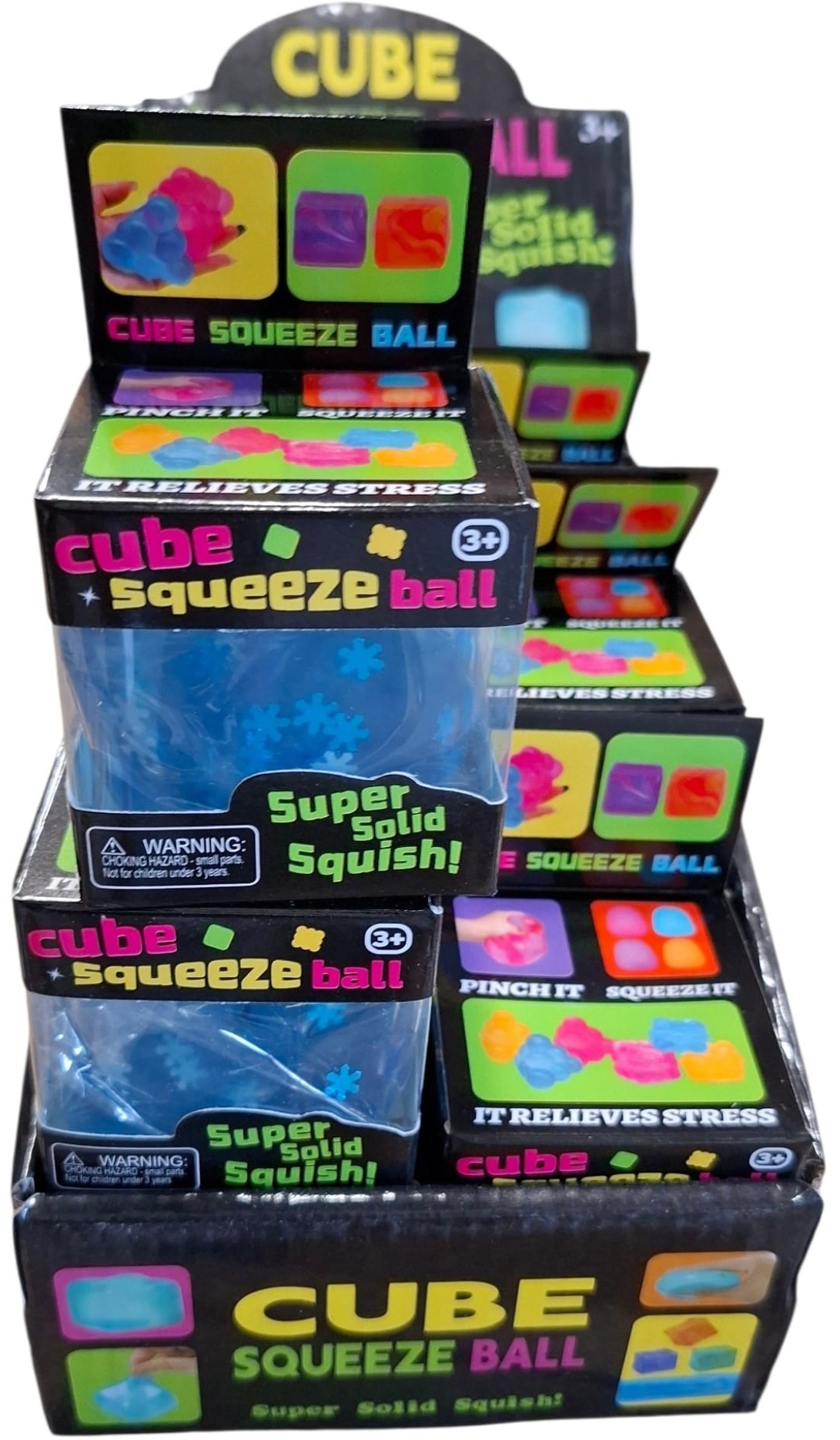 Q-L4.1 Squishy Cube Snowflake Glitter Blue - 12pcs