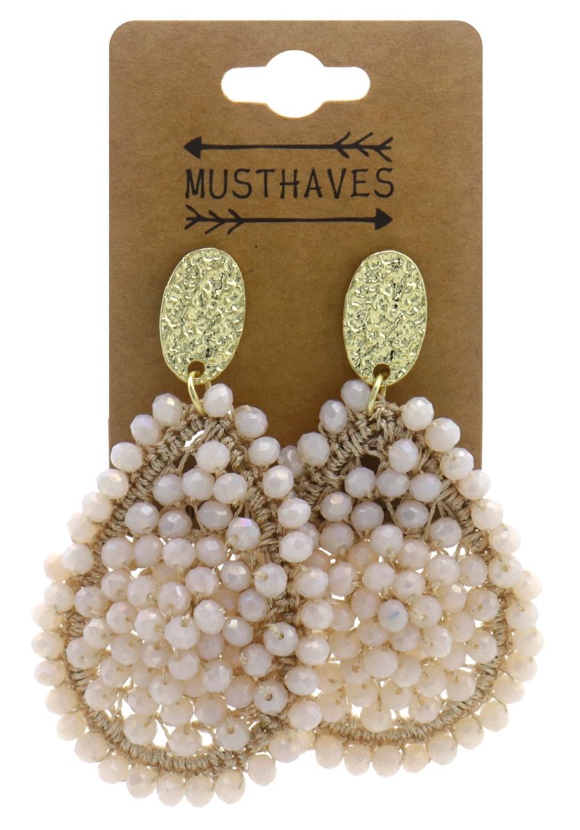 G-E12.2 E007-059-2 Earrings Faceted Glass Beads 7x4cm
