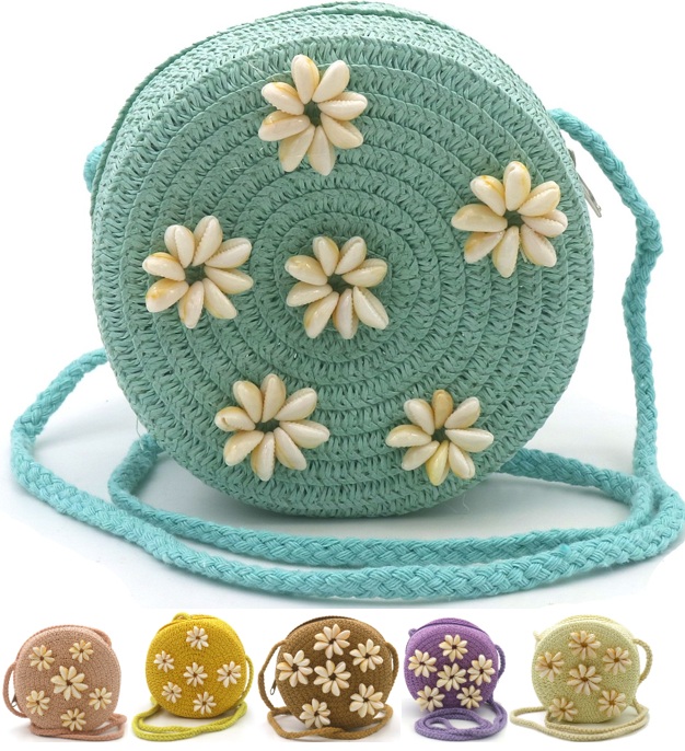 Y-B2.4 BAG1159-002 Woven Bag Shells 12x6cm - Mixed Colors - 1pc