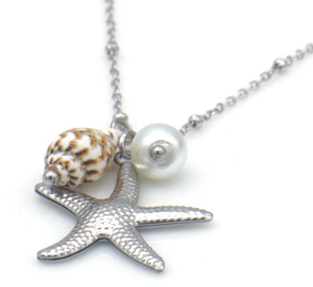 A-B7.2 N2539-051S S. Steel Necklace Starfish 40-45cm