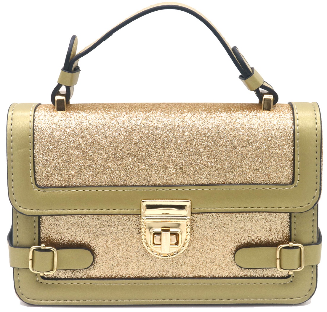 Y-D1.3 BAG1016-002-4 Pu Bag Glitters 19.5x12.5x7cm Gold