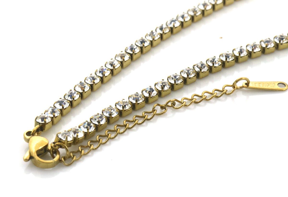 H-F11.1 N091-123G S. Steel Necklace Crystals