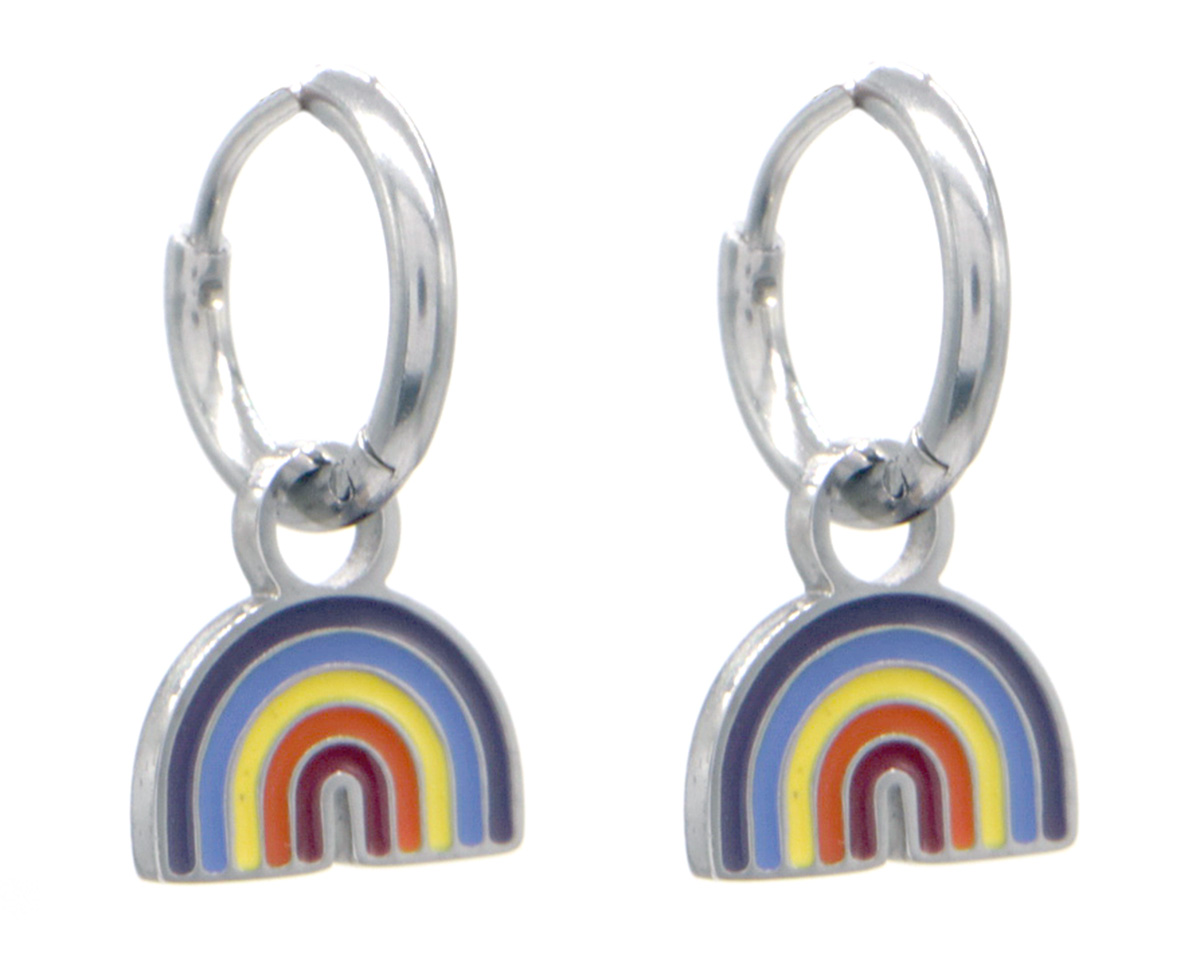 K3-RBE005 S. Steel Earrings Rainbow