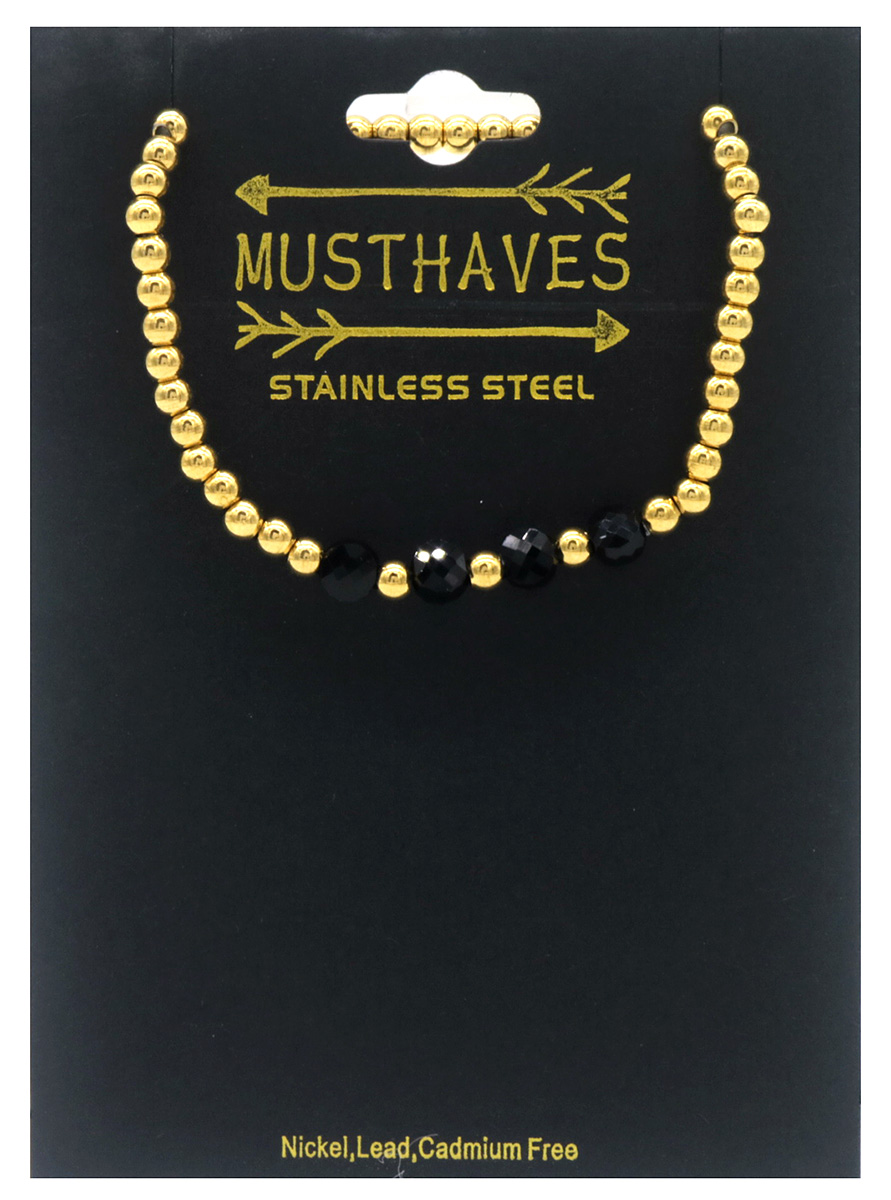 E-D23.2 B100-001-1 S. Steel Bracelet Glassbeads