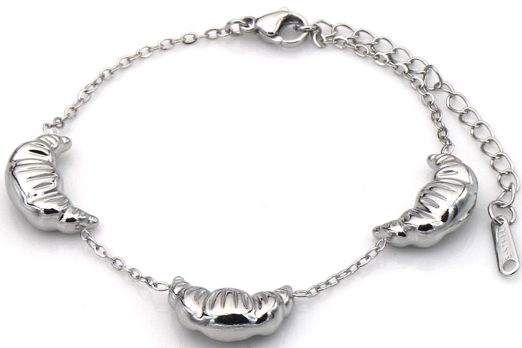 F-D18.2 B2591-001S S. Steel Bracelet Croissants 16-21cm