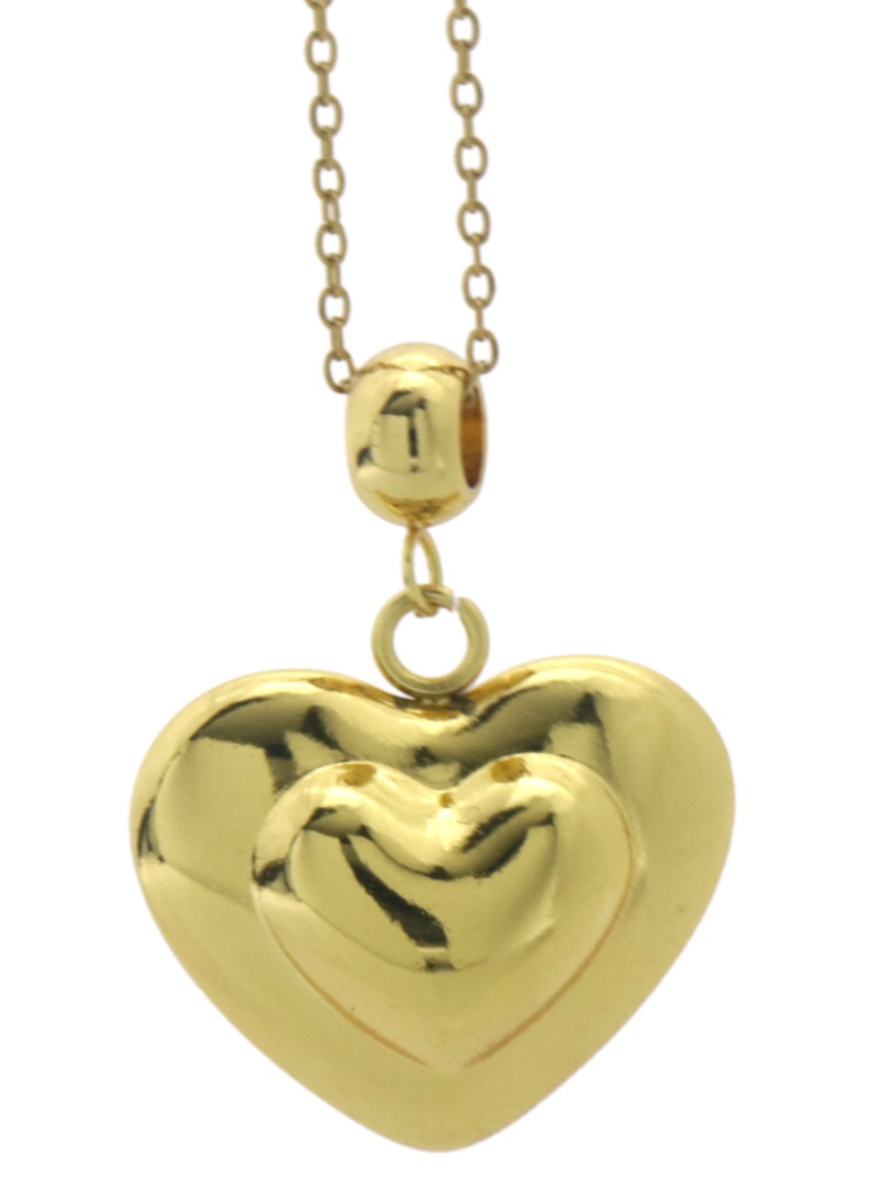 I-E23.1 N2517-025G S. Steel Necklace 2.5cm Heart 40 - 45cm