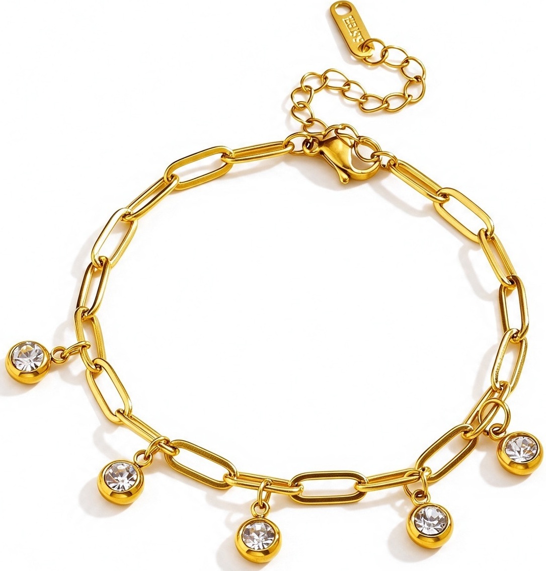 A-E3.1 B2616-031G S. Steel Bracelet 16-21cm Crystals