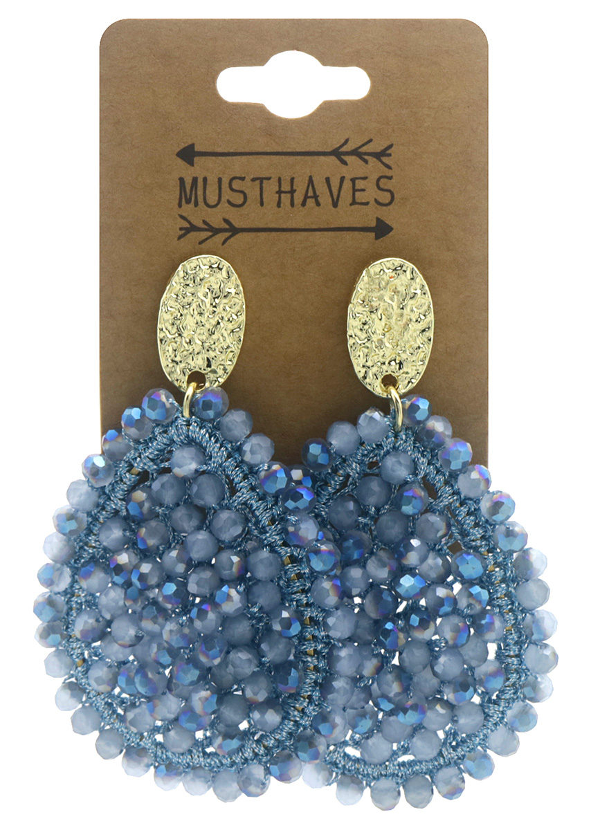 G-B24.2 E007-059-4 Earrings Faceted Glass Beads 7x4cm