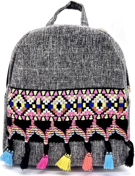X-J9.2 BAG606-003B Bohemian Backpack Grey 24x22x5cm