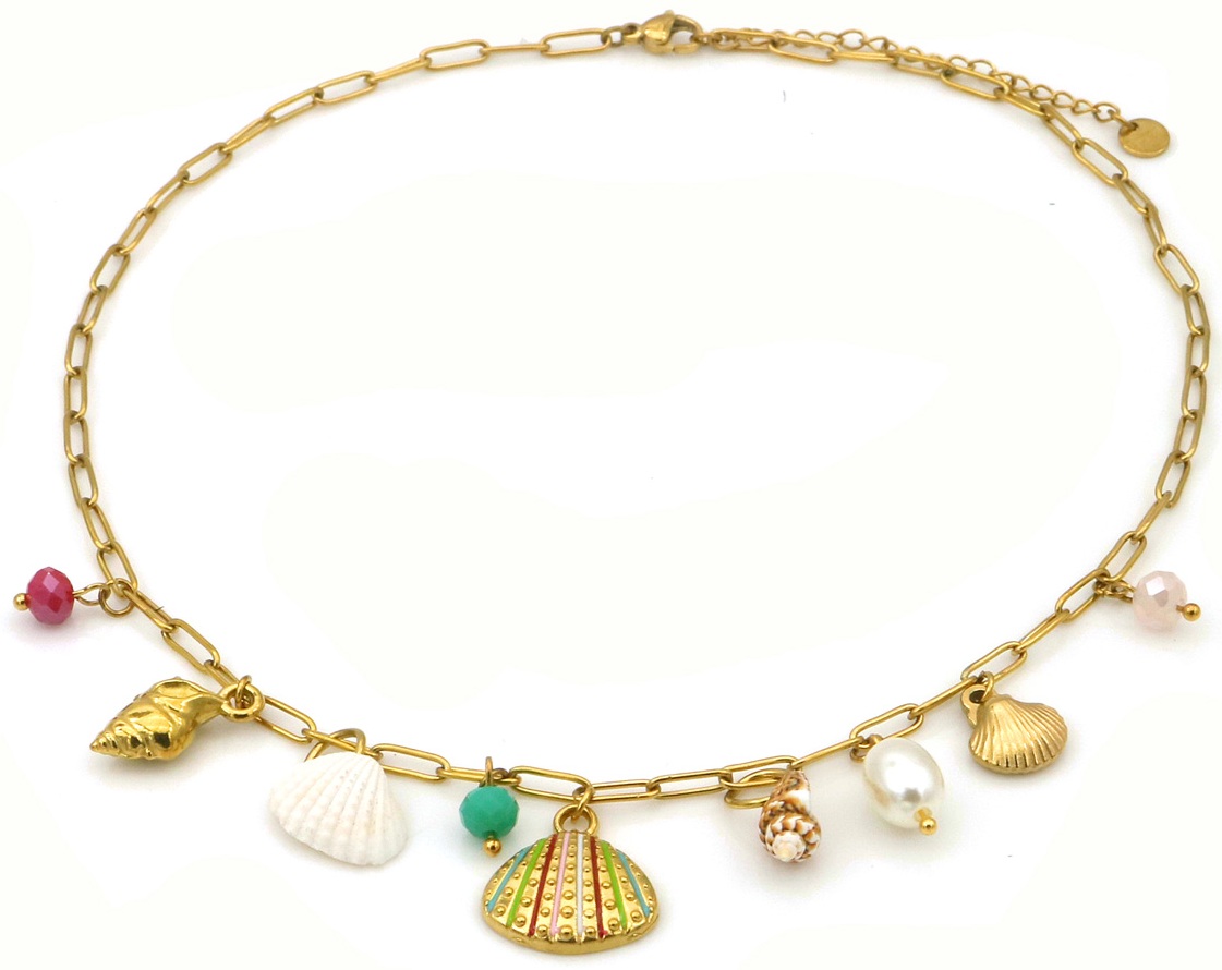 A-F11.2 N25106-028G S. Steel Necklace Shells 40-45cm
