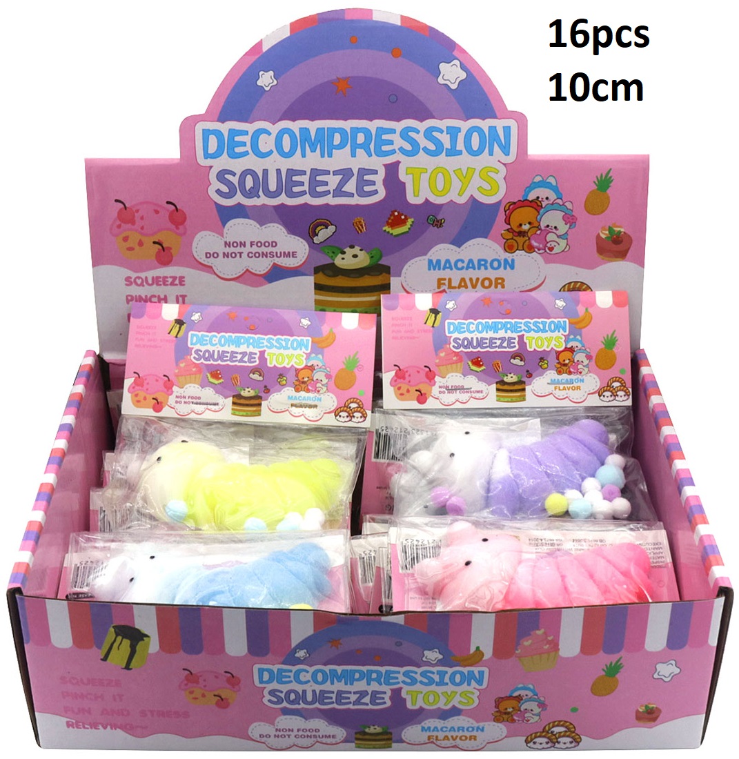 R-E6.2 TOY2535-032 Squishy Decompression Squeeze Toys - Caterpillar 10cm - 16pcs