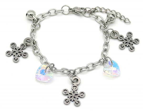 E-D7.4 B2053-013 S. Steel Bracelet Snowflake 14-17cm For Kids