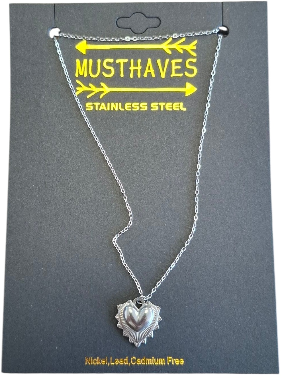 F-A20.4 N2556-047S Long S. Steel Necklace Heart 70-75cm