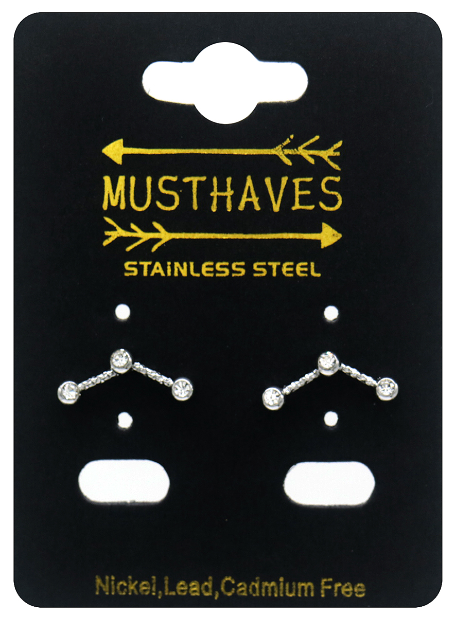 D-C18.4 E2275-003S S. Steel Earrings Crystal 1.5cm
