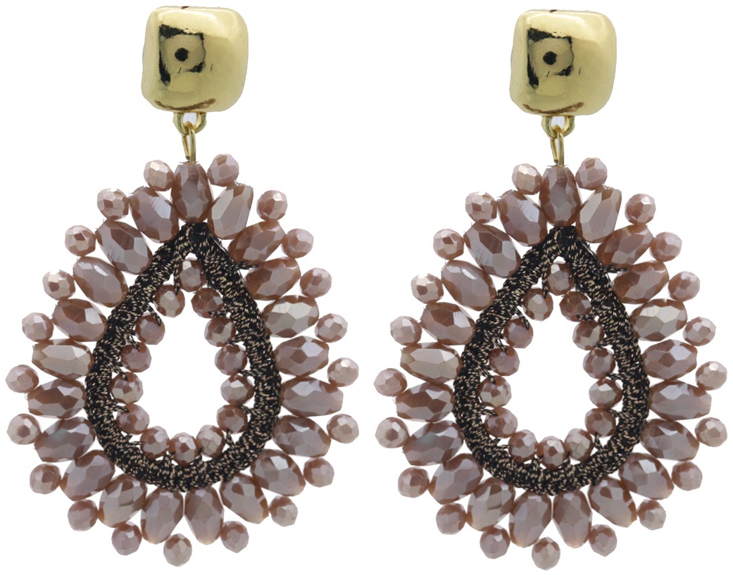 G-E23.2 E007-050-2 Earrings Faceted Glass 6x4cm