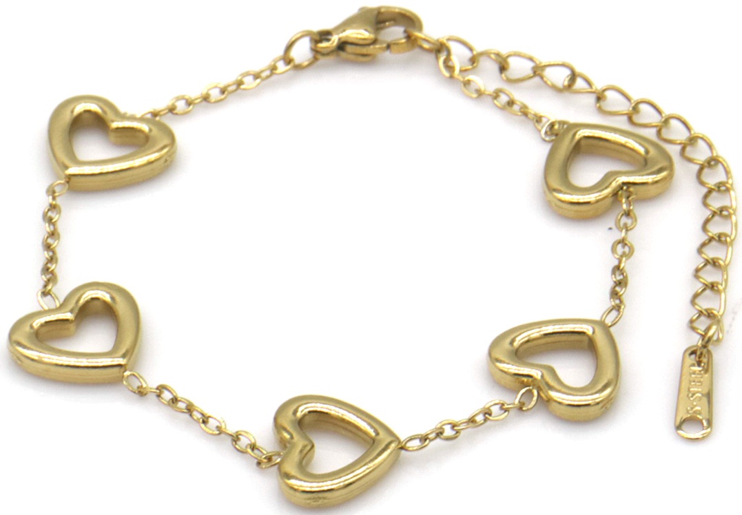 D-A19.3 B2583-008G S. Steel Bracelet Hearts 16-21cm