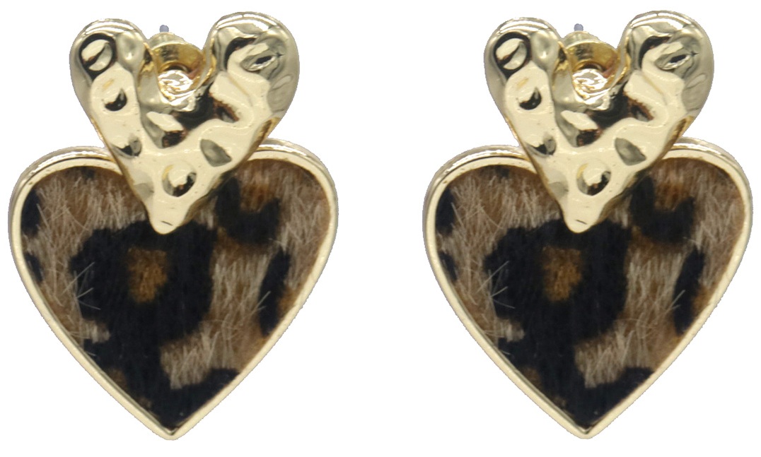 A-B5.5 E2591-082 Fashion Earrings Heart 3cm Leopard