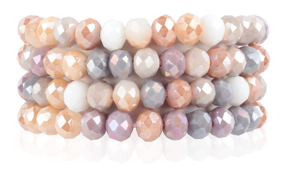 F-D15.2 B2565-002-3 Faceted Glass Bracelets 8mm - Set 4pcs