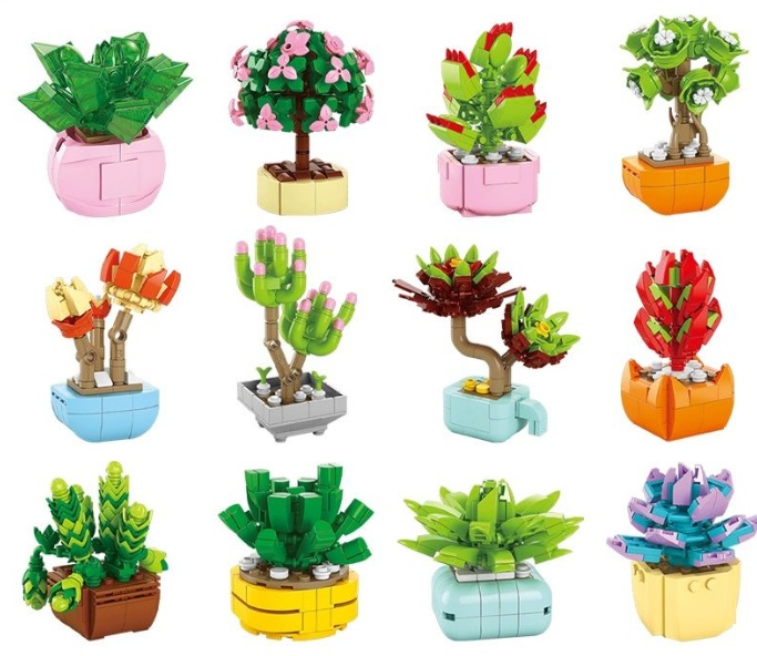 Y-F5.2 TOY8942 Building Blocks Flowers in Display - 12pcs
