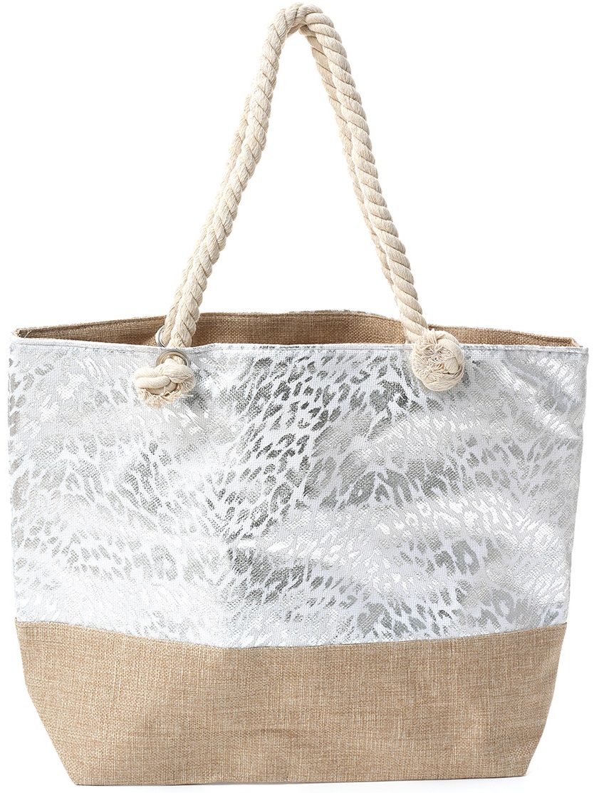T-H8.2 BAG901-001-5 Beach Bag Leopard Silver 55x37x14cm