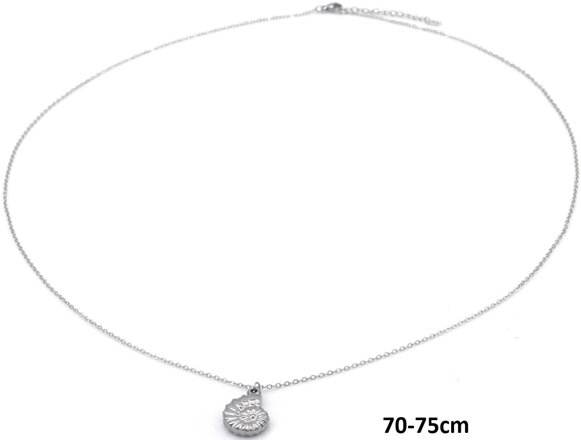 A-A7.1 N2556-004S-3 Long S. Steel Necklace Shell 70-75cm