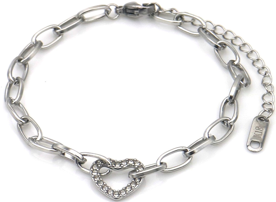 G-D5.4 B25106-058S S. Steel Bracelet Heart 16-21cm