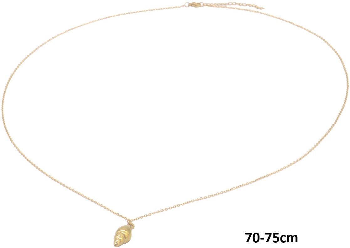 A-D16.3 N2556-004G-4 Long S. Steel Necklace Shell 70-75cm