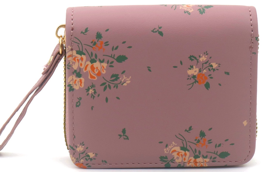 X-L10.2 WA1121-001-5 PU Wallet Flowers 11x9x2.5cm Purple