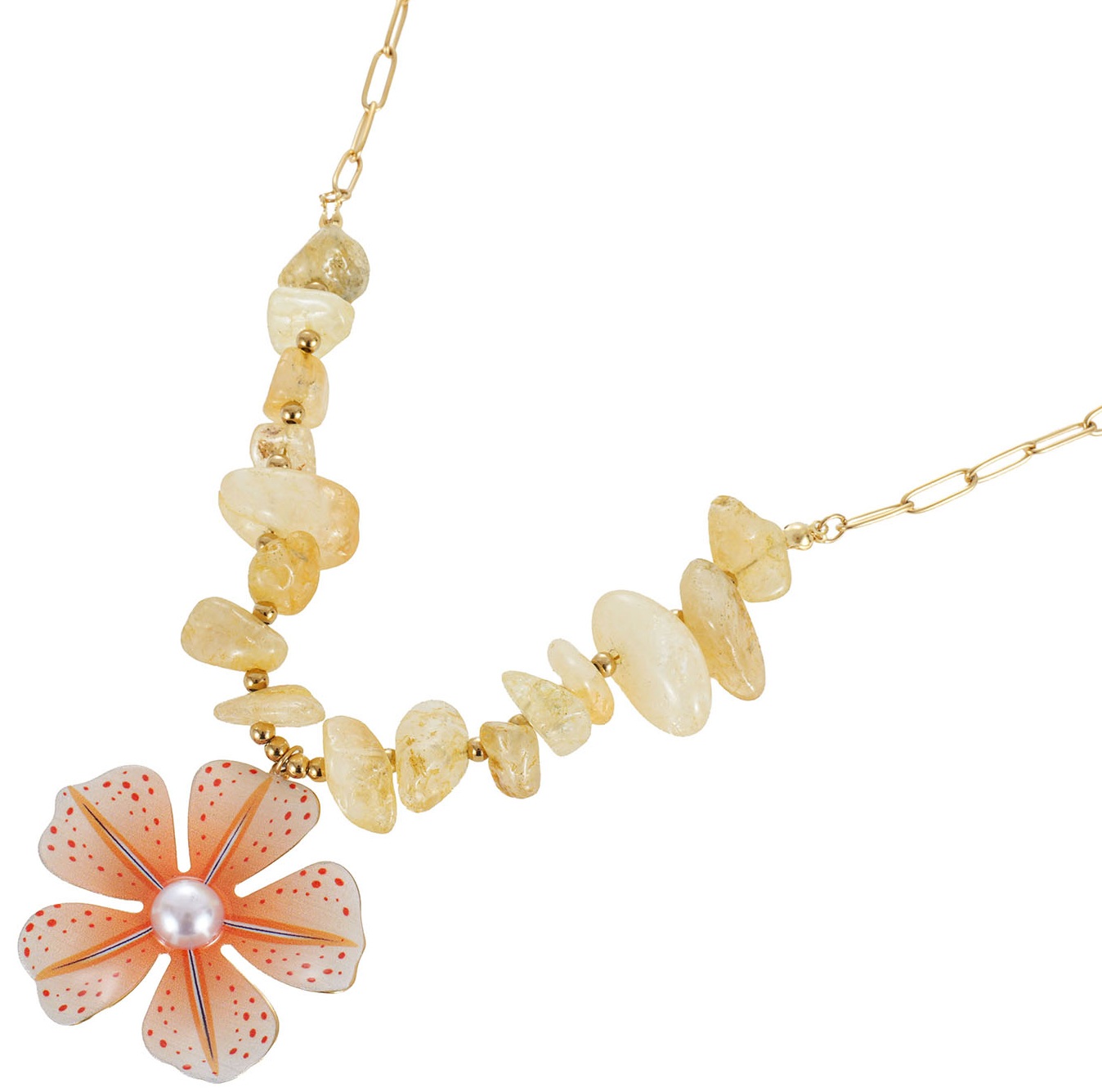 H-A23.1 N1160-028G S. Steel Necklace Stones-Flower 40-45cm