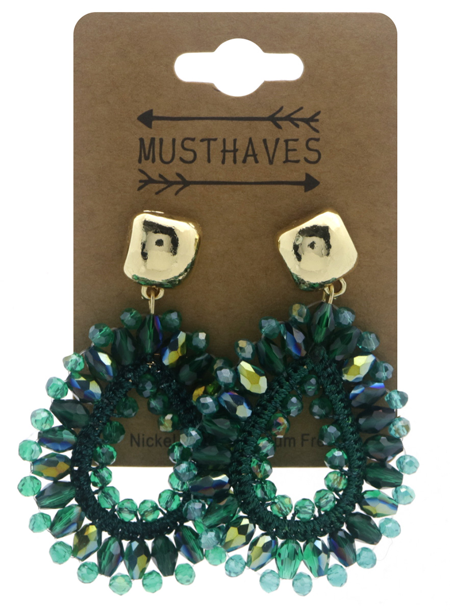 G-B9.3 E007-050-4 Earrings Faceted Glass 6x4cm