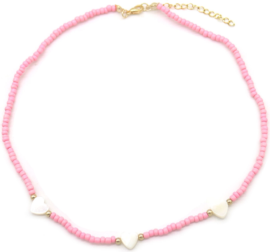 I-D19.3 N2375-016-1 Necklace Hearts for Kids Pink