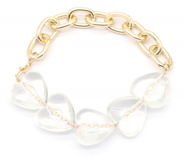 C-E18.5  B1561-024 Bracelet Hearts - Gold Transparant