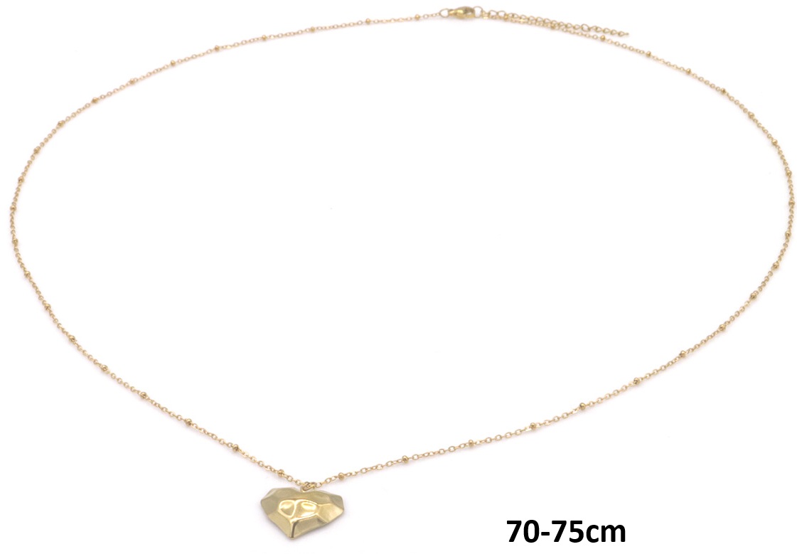 I-D18.3 N2556-054G S. Steel Long Necklace Heart - 70-75cm