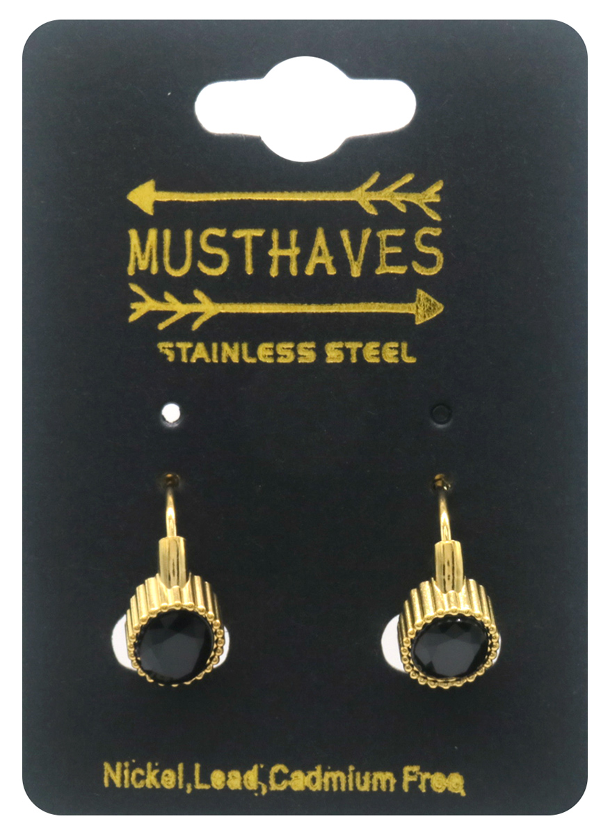 F-C3.3 E2583-060G-1 S. Steel Earrings 1.5cm Crystal Black