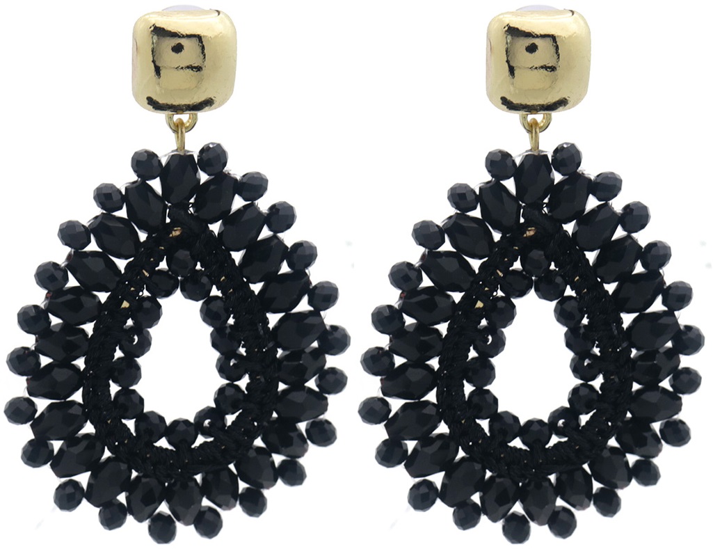 G-B12.2 E007-050-3 Earrings Faceted Glass 6x4cm