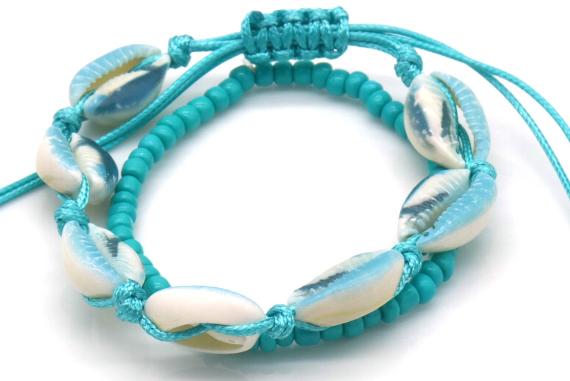 B-A22.1 B2540-016-2 Layered Bracelet Shells Blue