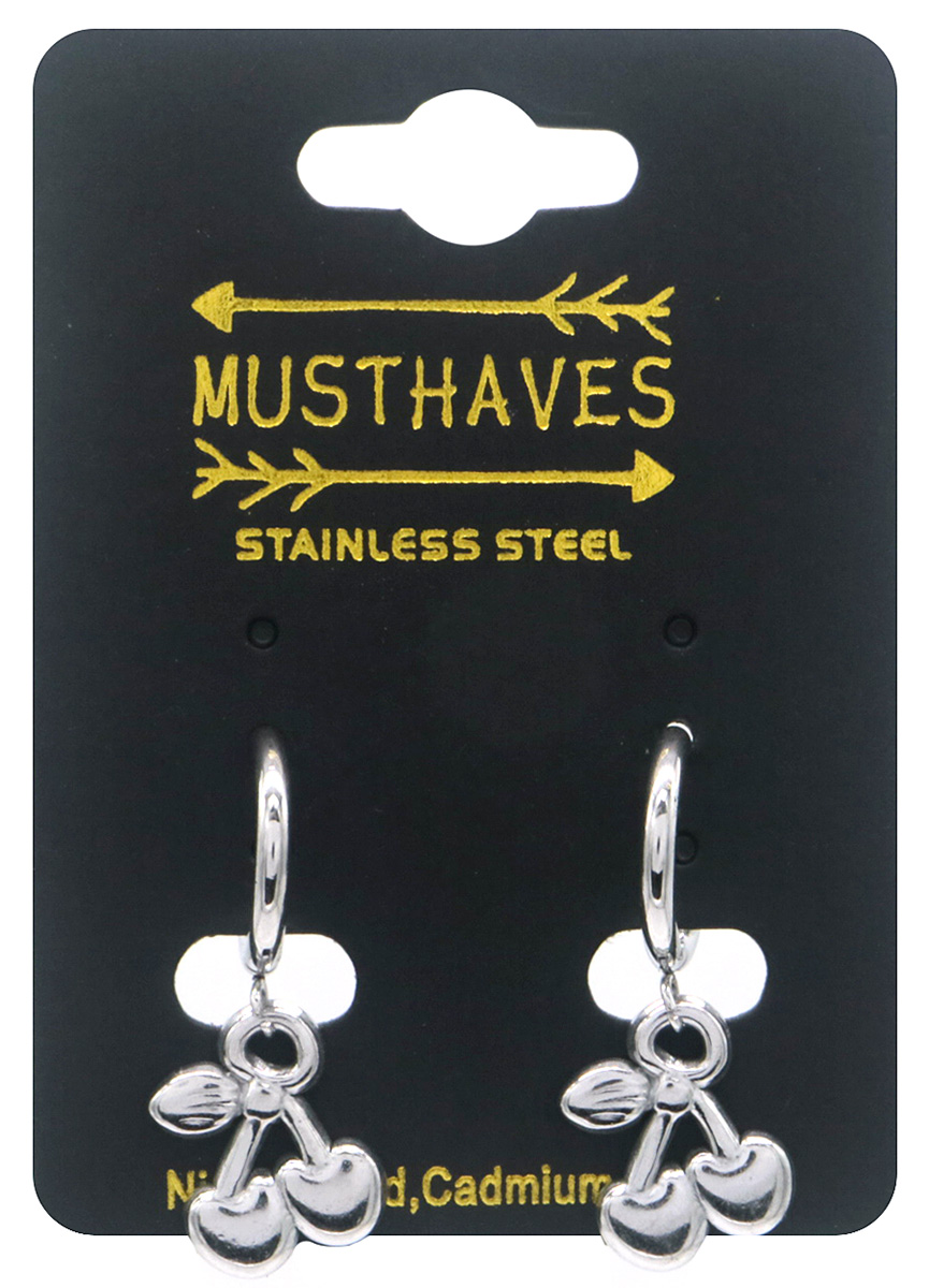 A-C17.5  E103-275S S. Steel Earrings Cherries 3x1cm