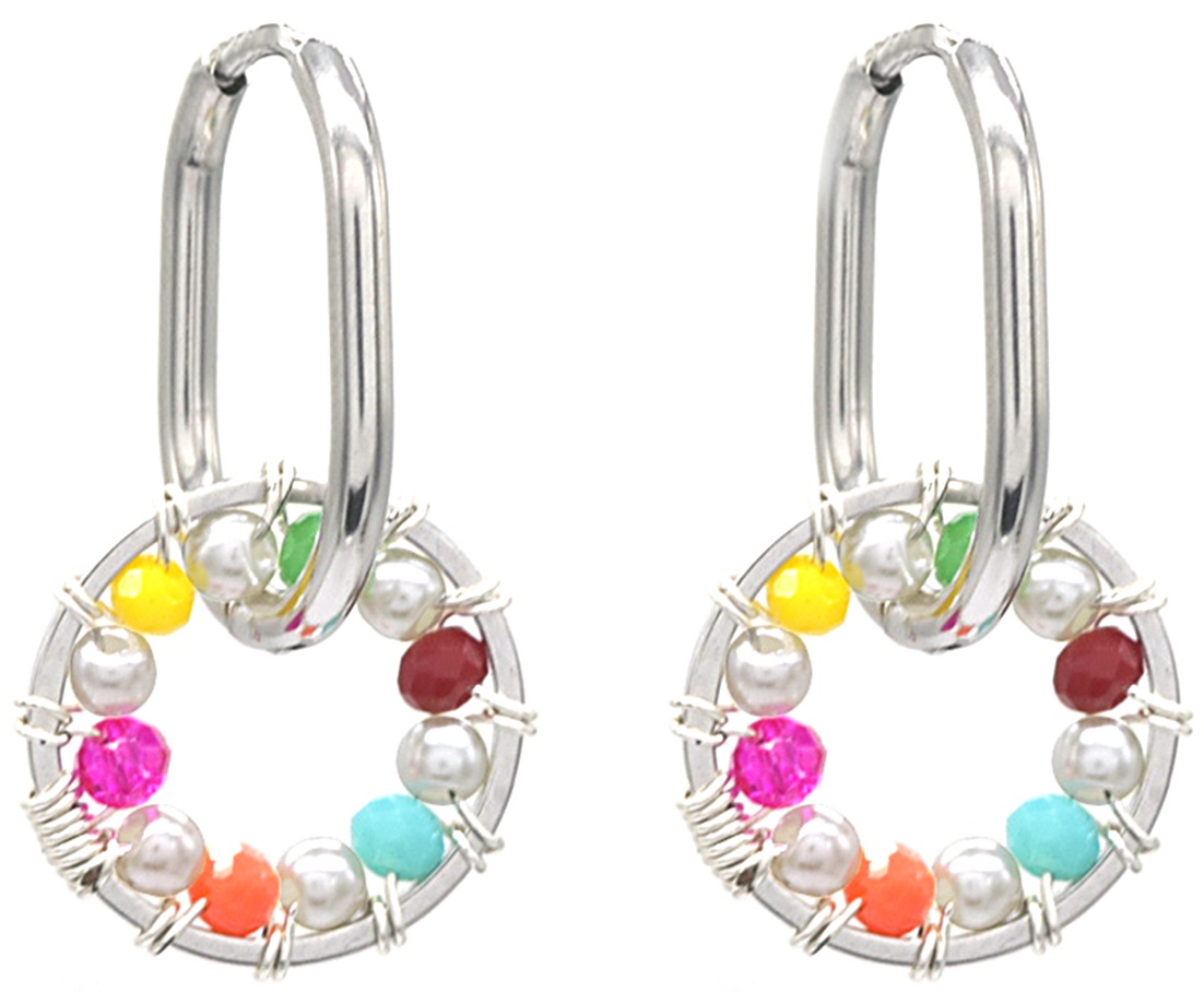 C-C3.1 E221-310S S. Steel Earrings Circle Multi Color 3cm