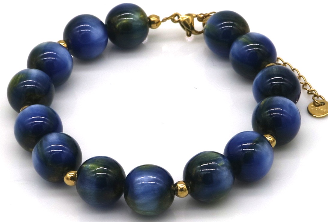 A-F8.2 B1144-004-8 S. Steel Bracelet Acrylic Beads Blue