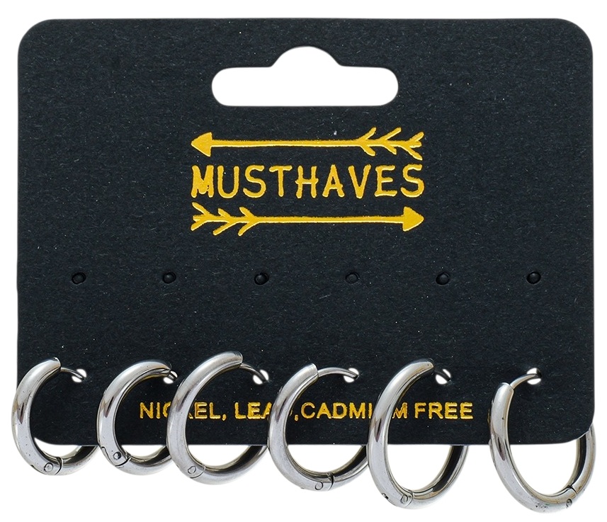 A-C4.3 E1131-120S S. Steel Earring Set 3 Pairs