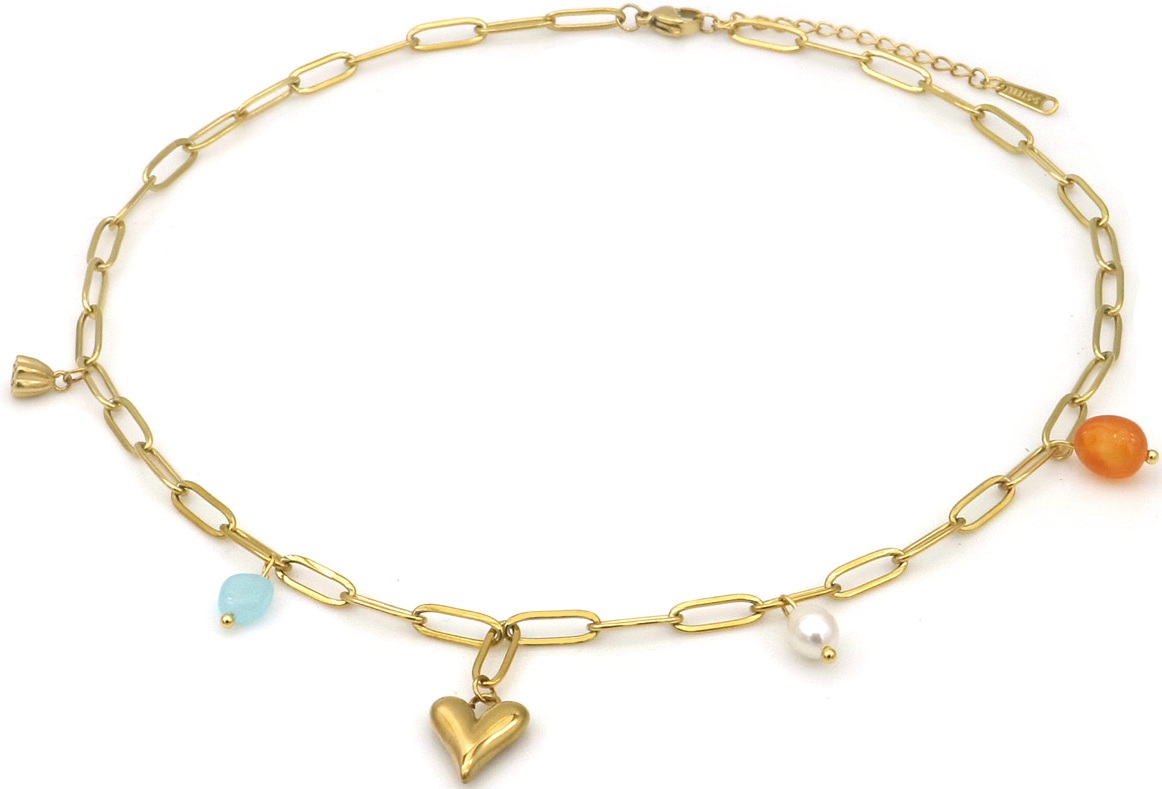 A-F16.3  N2616-013G S. Steel Necklace Heart 40-45cm