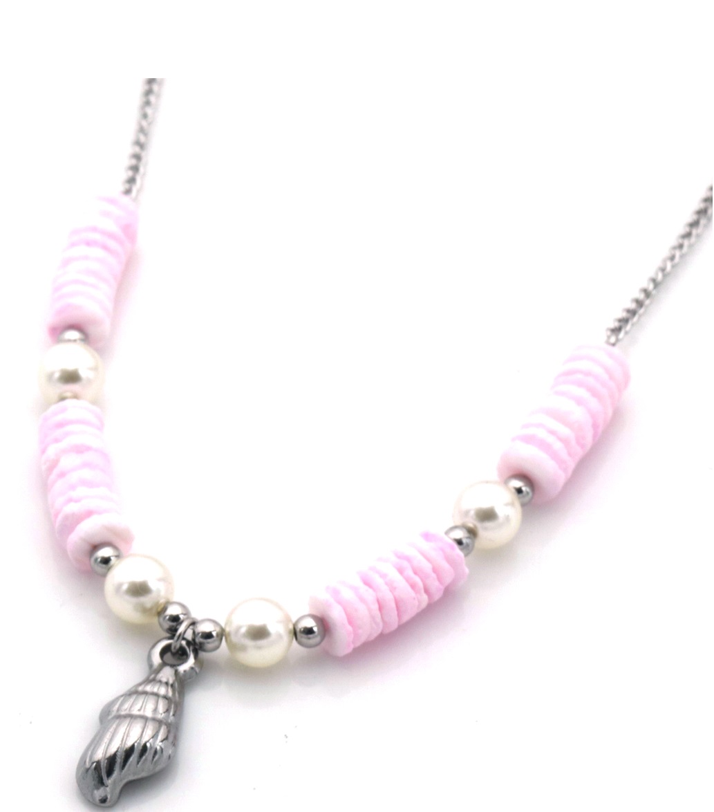J-E8.3 N074-007S-1 S. Steel Necklace Shell 40-45cm