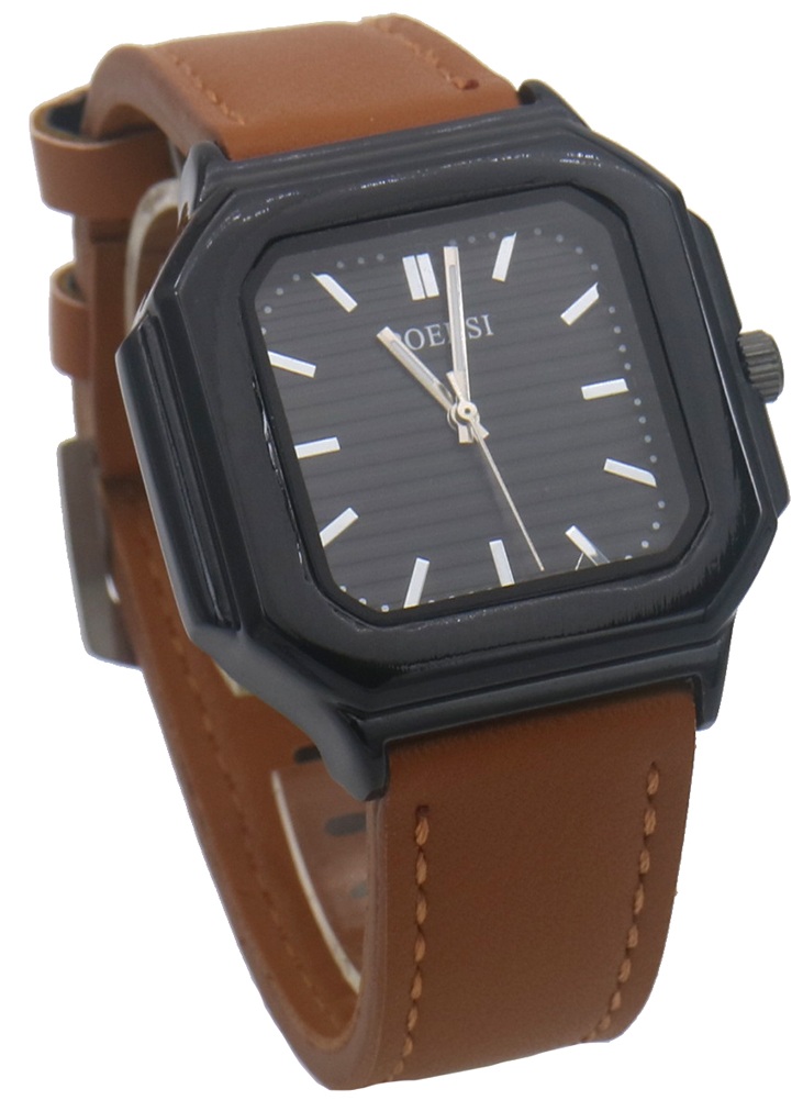 B-D5.4 W002-115-6 Quartz Watch PU Strap Black-Brown